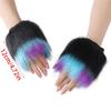 Fingerless Rainbow Fleece Gloves For Winter Soft Plush Warmth Unisex Design Colorful Bear Cosplay