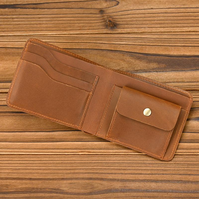 Retro Leather Wallet Genuine Leather Short Coin Purse Card Holder Men's Short Purse Cow Leather Bifold Wallets For Man Male