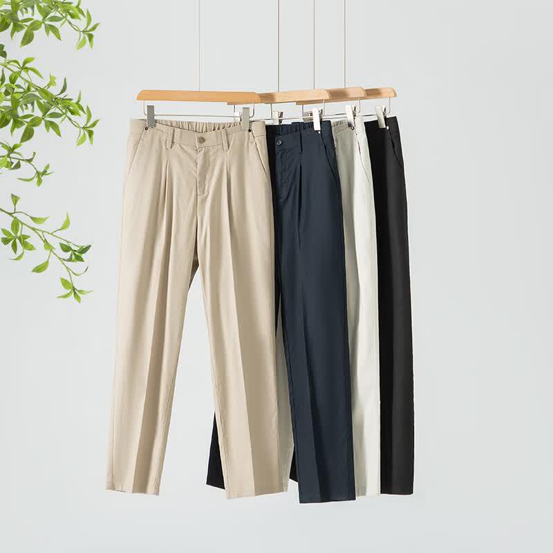 Men's Linen Blend Loose Straight-Leg Business Casual Trousers