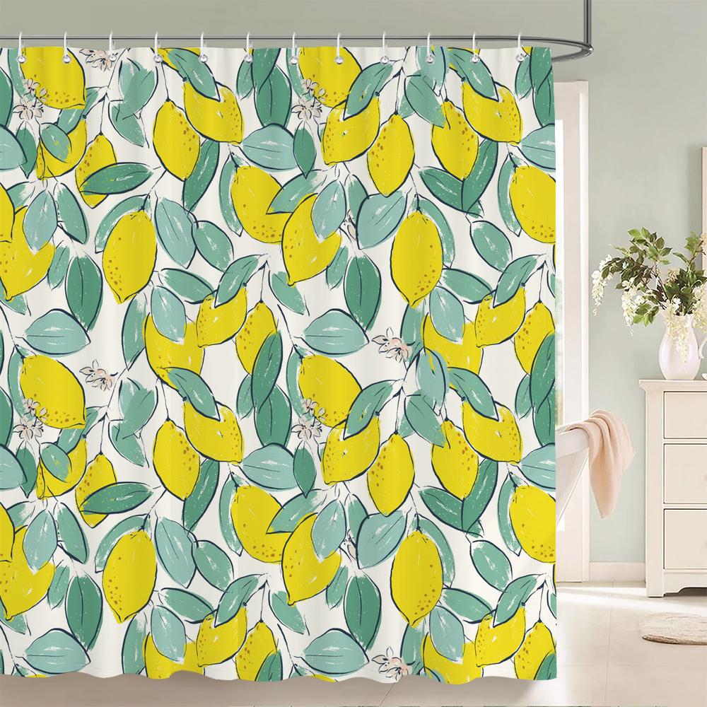 Frucht Duschvorhang Orange Banane Pfirsich Wassermelone Muster Niedliche Kinder Badezimmer Deko Polyester Stoff Wasserdicht Badevorhang