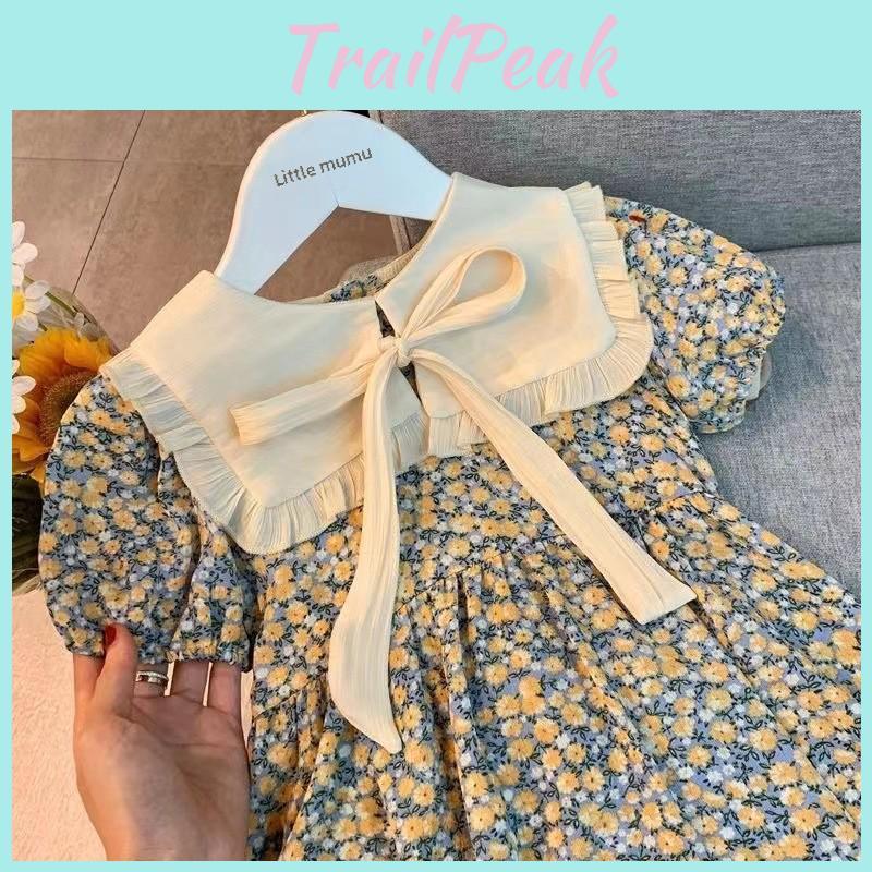 Floral Princess Dress Summer Shortsleeved Korean Lapel Style For Girls