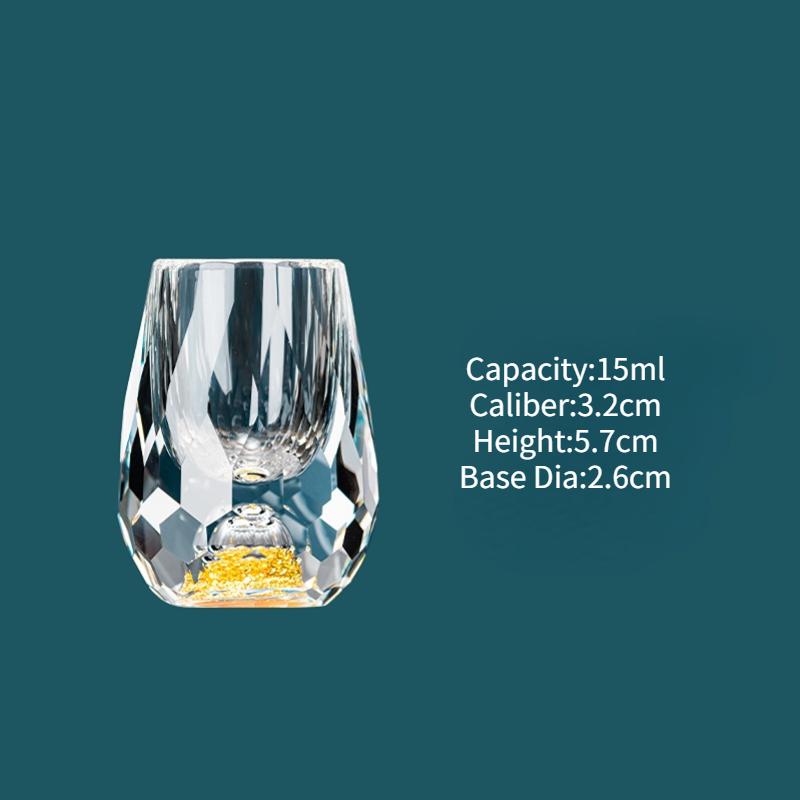 1/2Pcs Shot Glass Crystal Gold Foil Shot Glasses Chinese Style Sake Glasses For Wine Vodka Glasses Double Glass Wine Cup For Bar