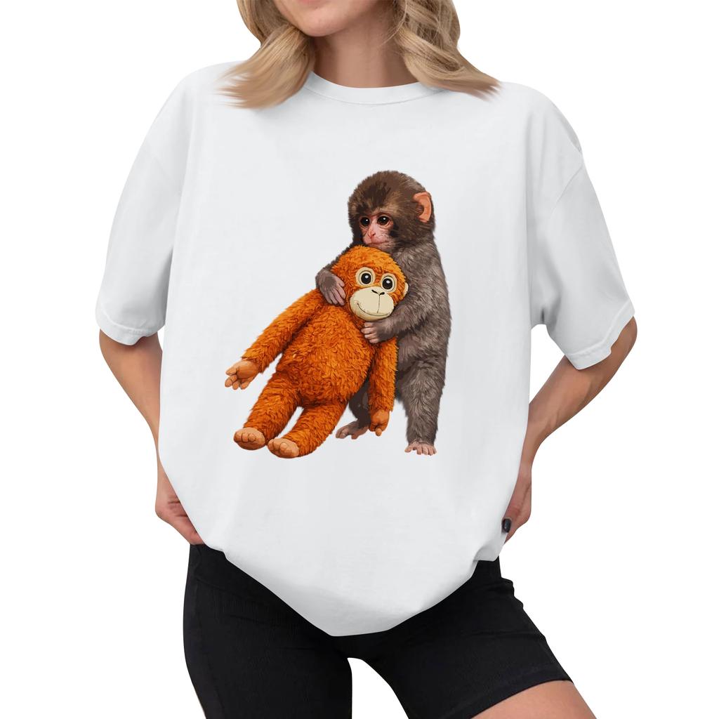 Women's Casual Printed T-Shirt Round Neck Pullover Short Sleeve Top