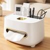 Luxury Multifunctional Desktop Tissue Box with Remote Control Storage