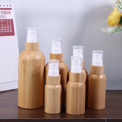 Bouteille de Lotion en Bambou Rechargeable 10–100 ml – Récipient à Pompe pour Crème, Gel, Hydratant et Cosmétiques Liquides