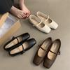 Retro Square Head Shallow Mouth Single Shoes Women's Spring New Fairy Casual Soft Flat Mary Jane Shoes