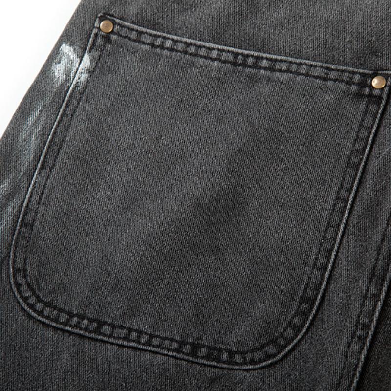 Pantalones vaqueros de calle para hombre, ropa de tendencia, pantalones vaqueros holgados con manchas de tinta en color, pantalones vaqueros con parches y flecos, pantalones holgados con cuernos