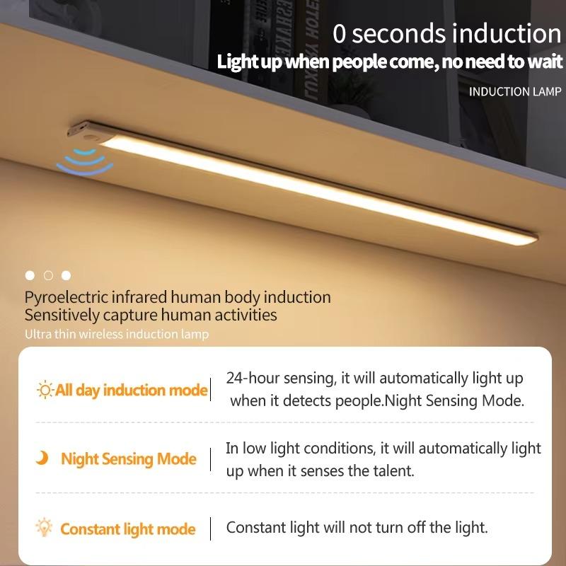 LED Night Light 20/40CM Motion Sensor Wireless USB Cabinet Night Light Wardrobe Lamp For Kitchen Cabinet Bedroom Wardrobe