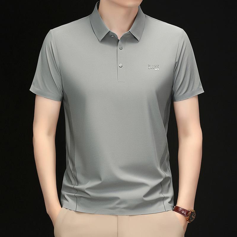 

Чоловіча футболка з коротким рукавом, безшовна, з льодяного шовку, повсякденна, поло з напіврукавом XL