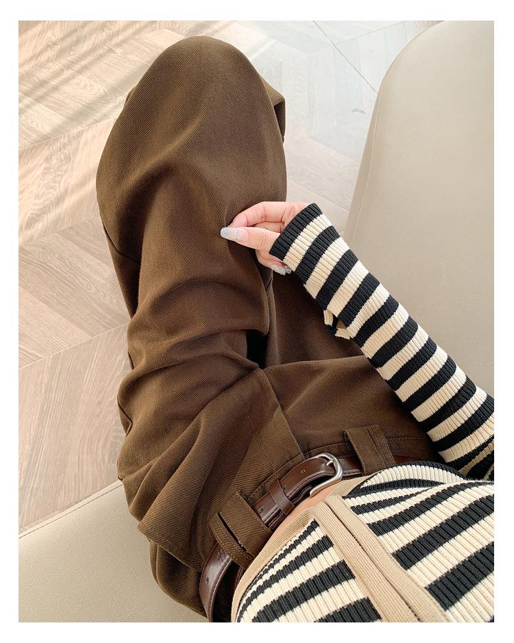 Women's Petite High-Waisted Tencel Washed Cotton Wide-Leg Slimming Cropped Pants