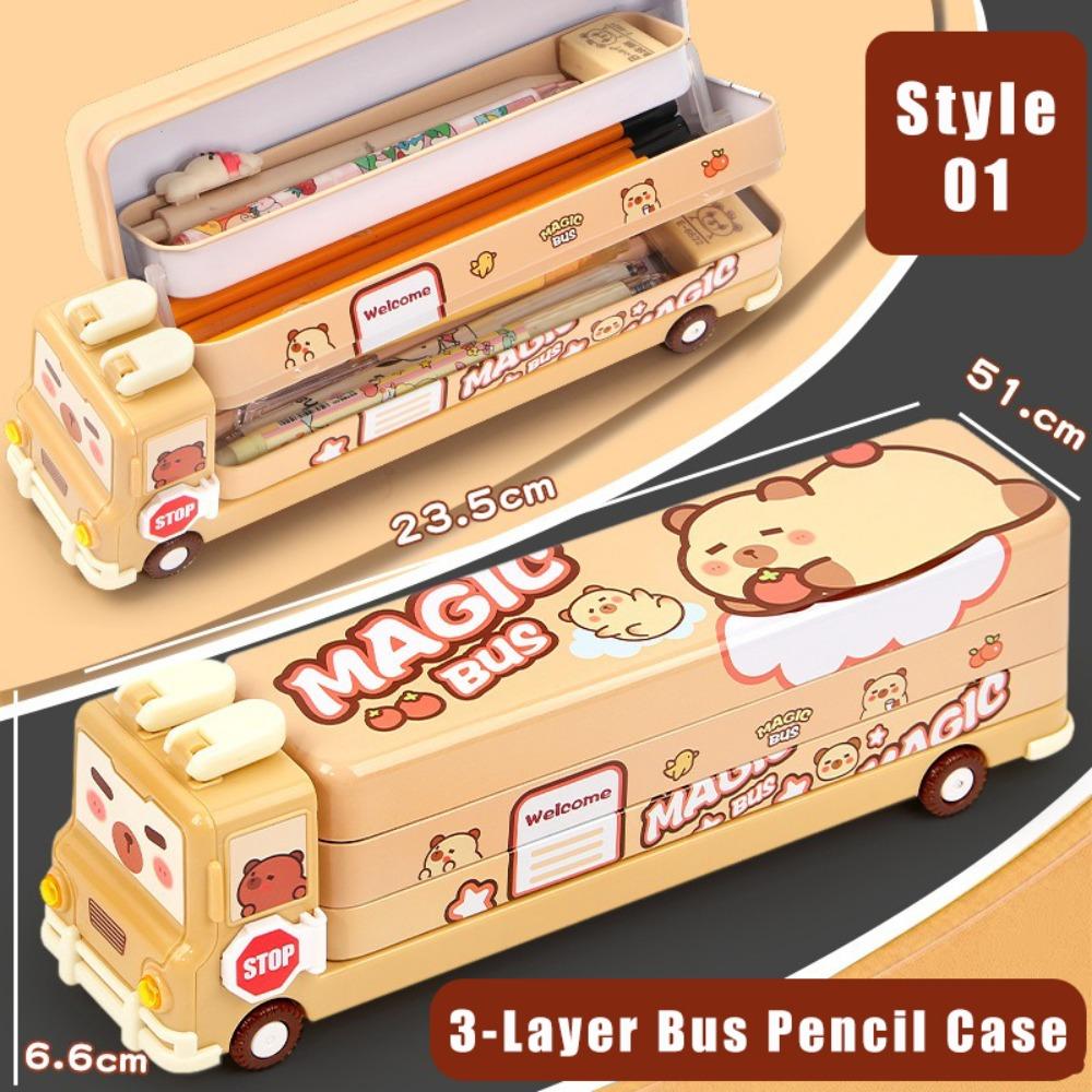 Capybara Pencil Case Bus Shape Stationery Organizer New Stationery Storage Box  Students