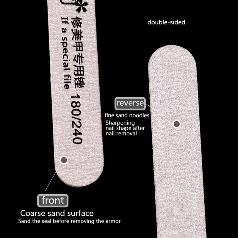 10Pcs Nail File Wooden Nail Art Sanding Buffer 120/180/240 Sandpaper Uv Gel Polisher Manicure Pedicure Nails Tool