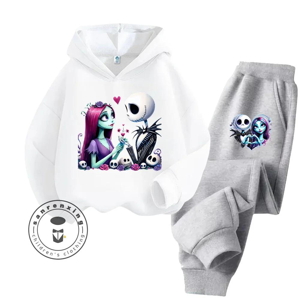 The Nightmare Before Christmas Long Sleeve Fashion Tops Suitable for Kids Soft Touch Elegant Design Hoodie Set
