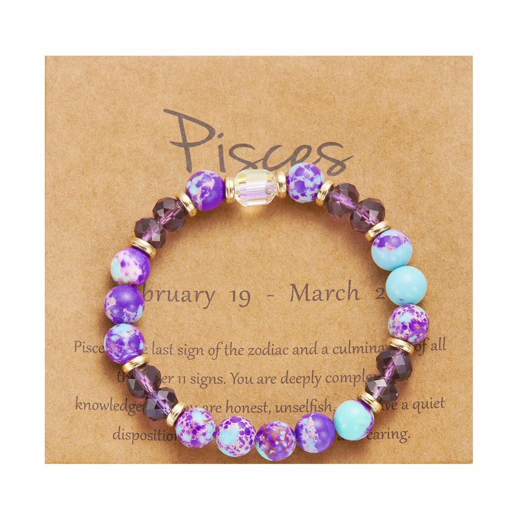 12 Constellation Crystal Beaded Bracelets for Women Men Natural Stone Handmade Cancer Virgo Leo Bangle Energy Friendship Jewelry