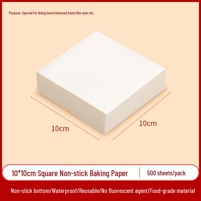 Non-stick, High Temp Resistant Steamer Paper for Buns & Mantou, Round & Square, Disposable & Thickened Bottom