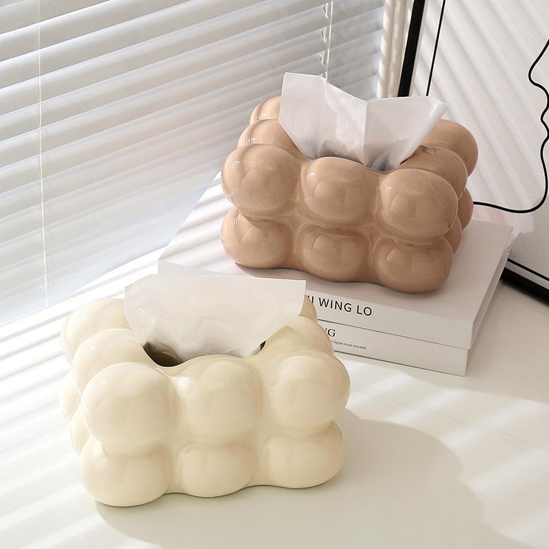 Cute Tissue Box Holder Case Korean Style Tissue Holder Cute Ball Ceramic Napkin Holder Nordic Home Decor Living Room Decoration
