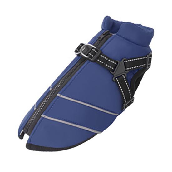 

Зимняя куртка для собаки на молнии, утепленная, водонепроницаемая, со шлейкой, утолщенная, ветрозащитная, снежная куртка S темно-синий