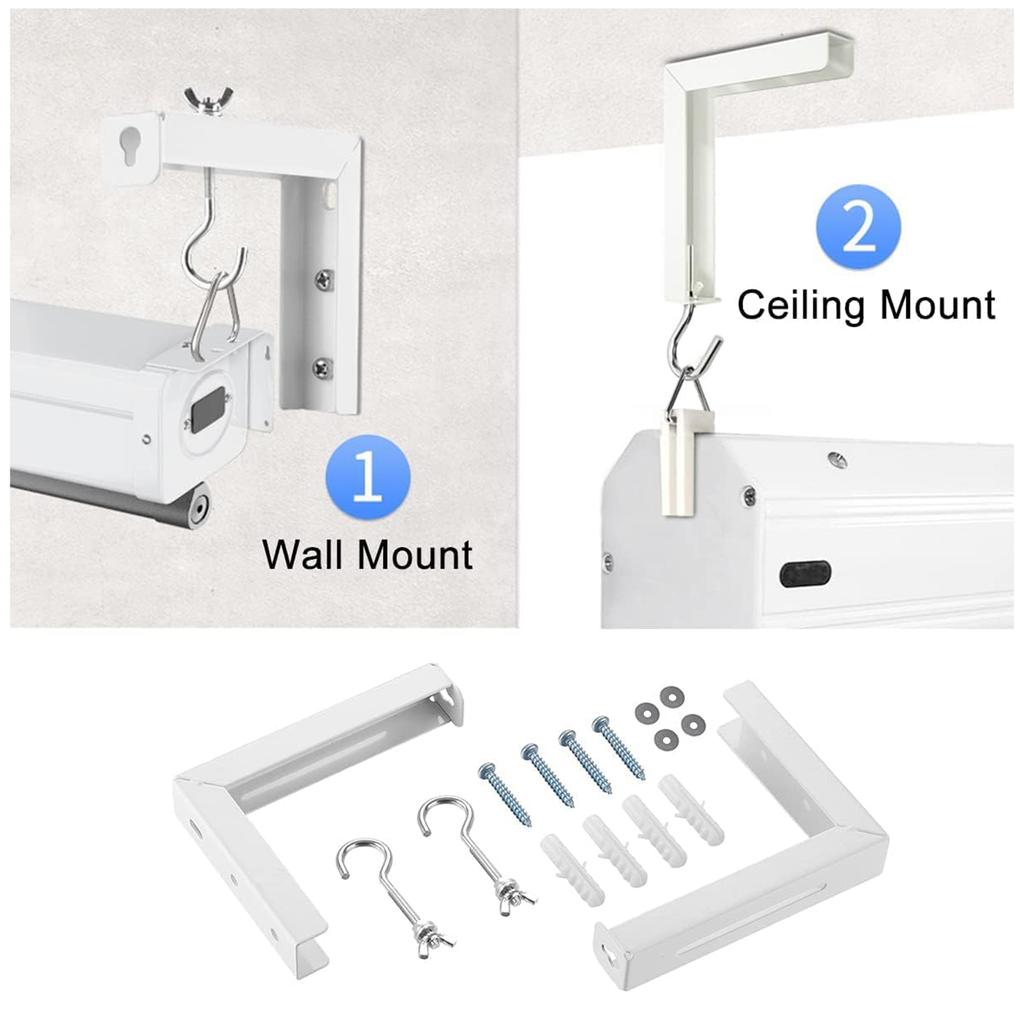 Universal Projector Screen L-Bracket Wall Hanging Adjustable Extension with Hook Manual Wall Mount Hooks Hardware