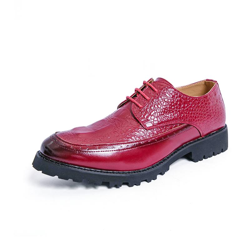 

Мужская кожаная повседневная обувь в британском стиле, на толстой подошве, увеличивающая рост, деловая формальная обувь, ретро коричневая мужская обувь броги 46 красный