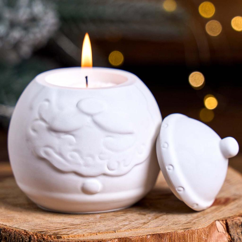3D Santa Claus Candle Jar Silicone Mold DIY with Lid Storage Box Casting Molds Plaster Resin Crafts Making Christmas Ornament