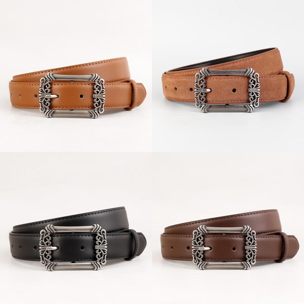 Leather Belt For Women Vintage Punk Style With Zinc Alloy Buckle For Casual Wear