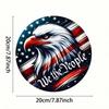 Vintage 2D Aluminum Sign Patriotic Round Wreath for Wall Home Decor Foil Engraved Metal Art