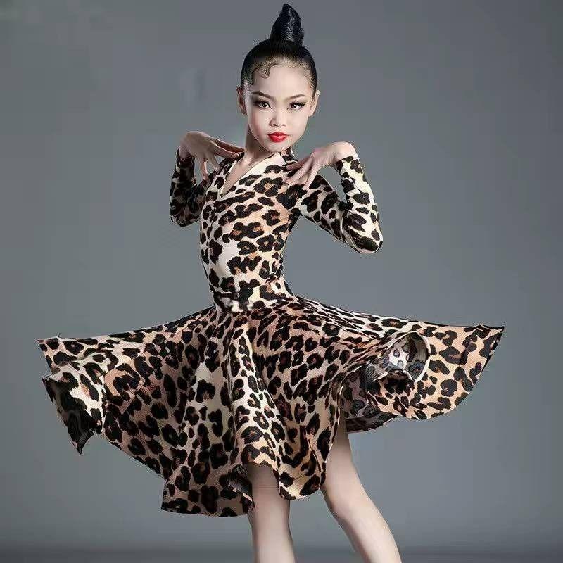 Kostium do tańca latynoamerykańskiego dla dzieci na zawody zawodowe; Duża Sukienka Huśtawka dla Dziewczynek; Nowe Dziecięce Latinowe Treningowe Wystąpienie