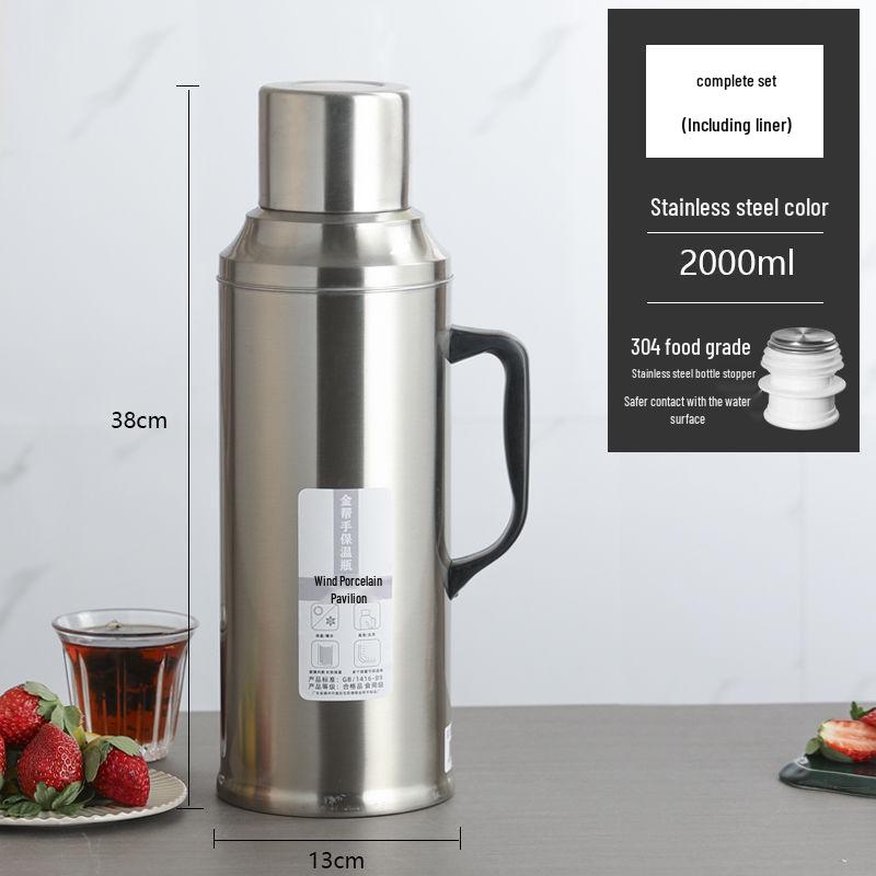 Stainless Steel Insulated Thermos with Glass Liner, Large Capacity for Home and Dorm Use