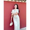 Encounter the New Plus-Size Chinese-Style Engagement Improved Qipao Dress for Women, Designed for the Summer, with a Retro and Elegant Vibe