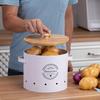 Bambusový kryt úložná nádrž Brambora prodyšná domácí freshness box Kuchyňská kovová úložná nádoba na brambory, cibuli, česnek