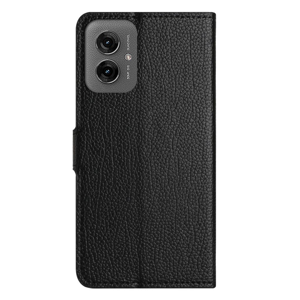 For Motorola Moto G55 5G Case PU Leather Wallet Phone Cover Litchi Texture,Black