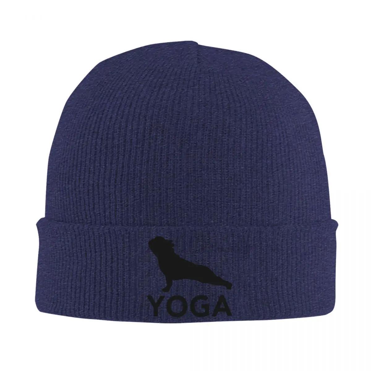 

New French Bulldog Loves Yoga Knitted Caps Womens Unisexs Beanies Autumn Winter Hat Casual Cap