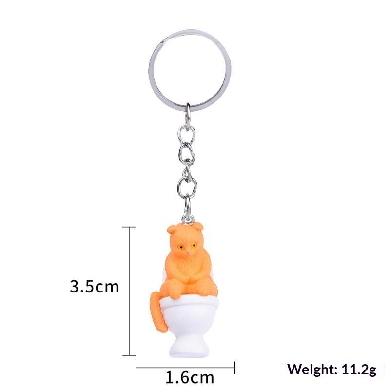 Funny Pvc Cat Keychain Toilet Shape Design Color Options For Cat Lovers Bag Car Key Decor