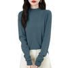 Women's Fashion Flat-Knit Half-Turtleneck Pullover Sweater Solid Color Long-Sleeve Top