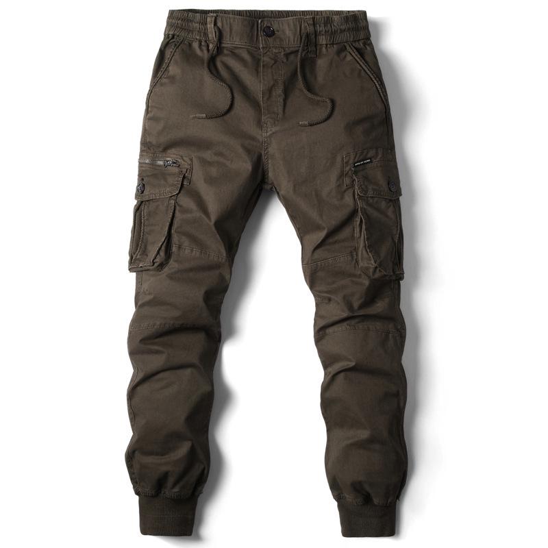 Men's European & American Style Elastic Waist Cargo Jogger Pants - Autumn/Winter Collection