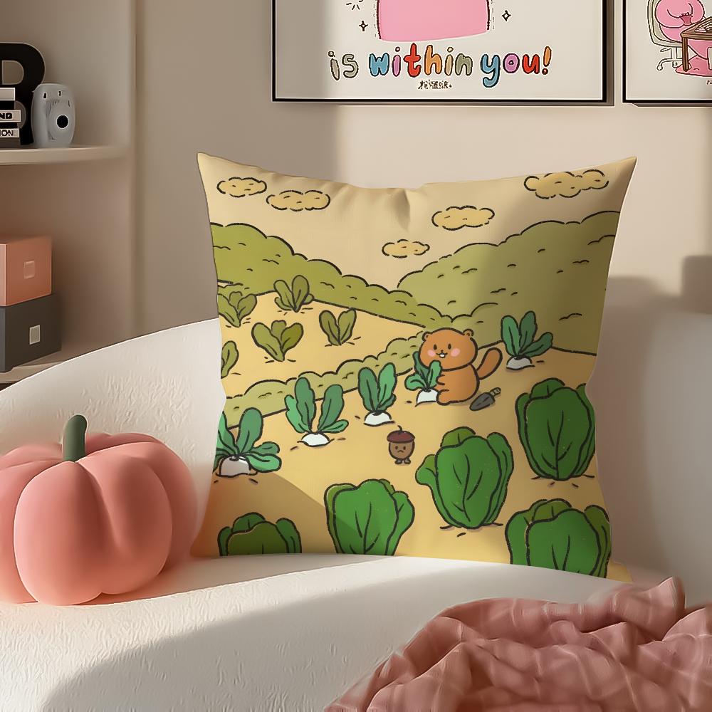 Teddy Fluffy Cute Adorable Art Cartoon Cute Bear Cushion Cover Pillowcase Short Plush Invisible Zipper Room Sofa Cushion Cover