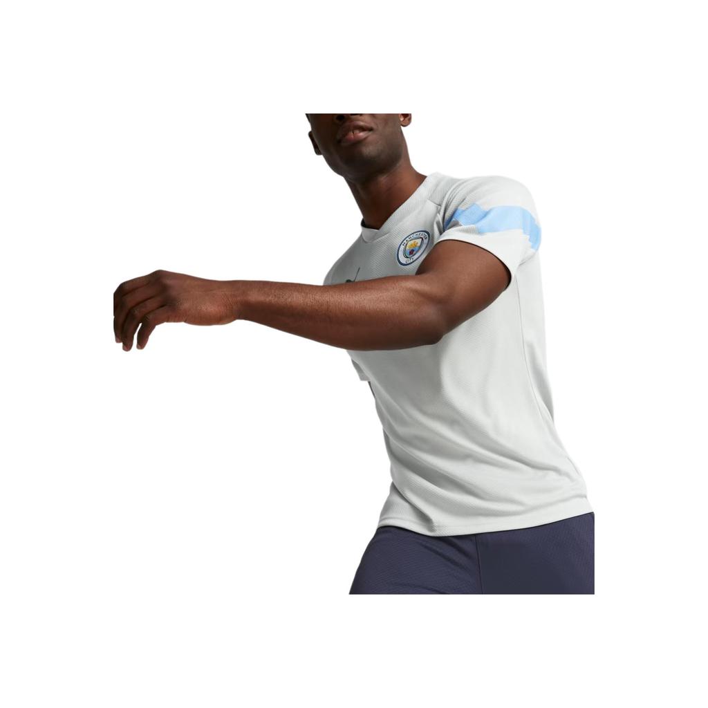Puma 2022-23 Manchester City Letter V-Neck Fitted Short Sleeve Drop Shoulder T-Shirt Men T-Shirt Gray Purple 767748-14
