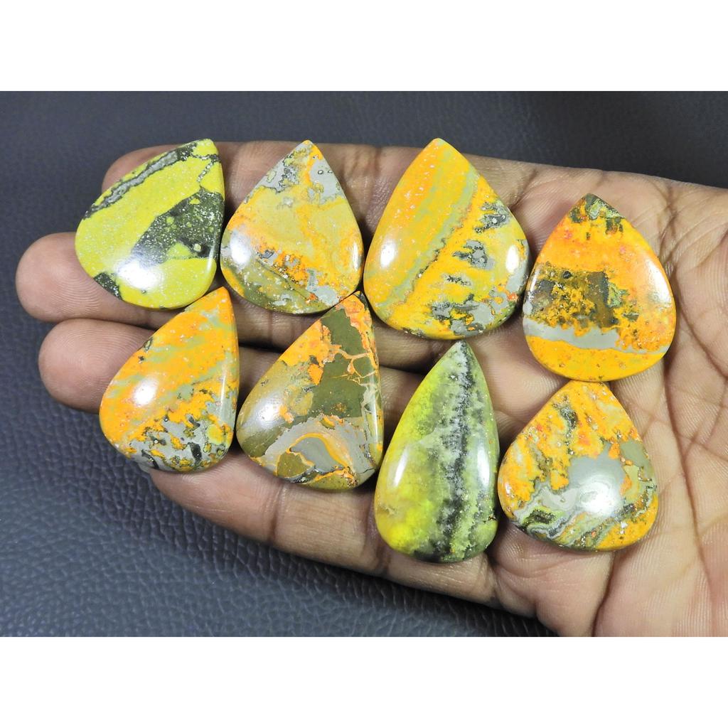 280Cts. Natural Bumble Bee Jasper Pear Cabochon Loose Gemstone 08Pcs Lot C-2261