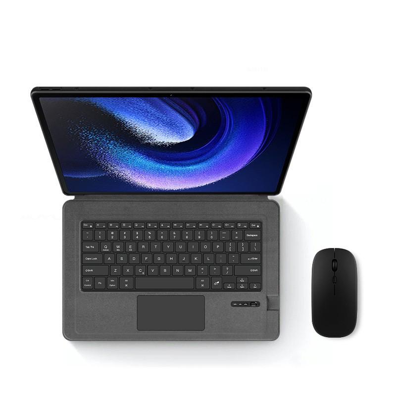 Slim Leather Case With Bluetooth Keyboard Pad 6 Max 14 Inch Tablet Stand Cover Anti-Slip Full Protection Business Style