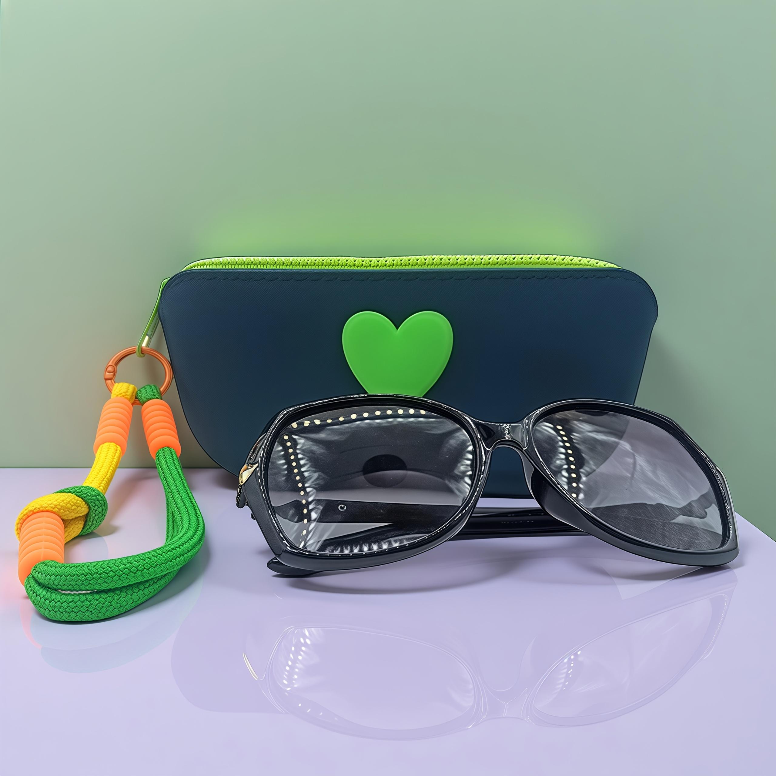 

Ladies Heart-shaped Glasses Case, Scratch Resistant Glasses and Fashionable Glasses Storage Bag, Cute Heart-shaped Design зелёный