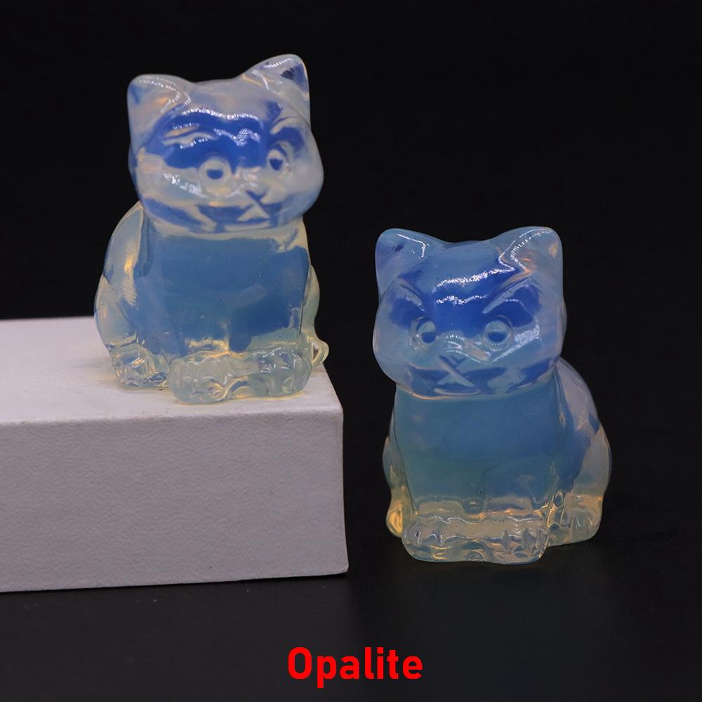 30mm Niedliche Katzenstatue Naturstein Kristall Handgeschnitzt Heilendes Tierfigur Reiki Edelstein Handwerk Heimdekoration Feiertagsgeschenk