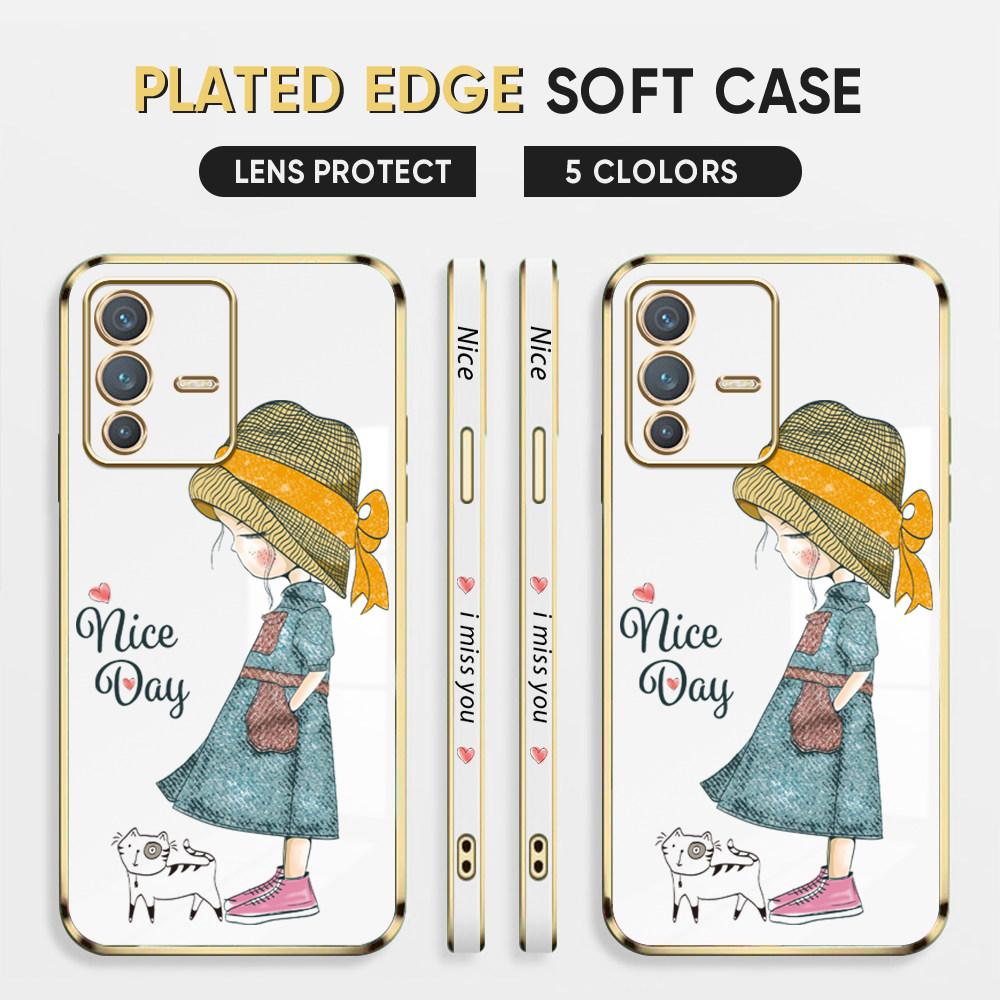 For Honor 90 70 50 X7a X9a P30 Pro P40 Lite Infinix Hot 40i 30i Vivo Y22 Y18 V30 Pro V40 Lovely Girl Design Soft Plated TPU Phone Case