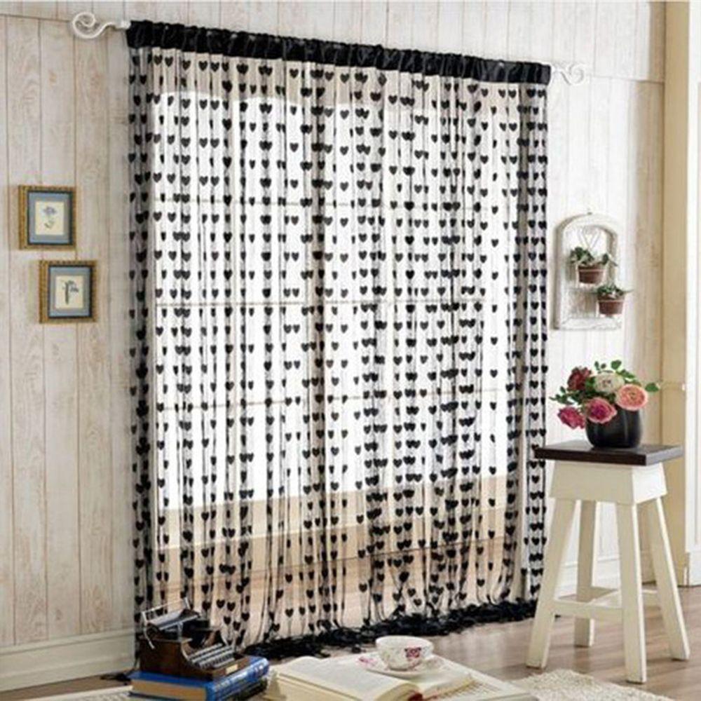 Home New Drapes Heart High Quality Door Curtain Tassel Pattern Window