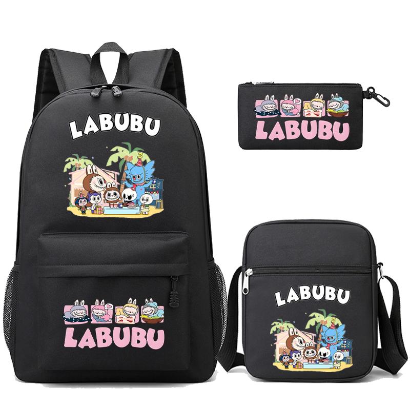 3Pcs/set Cartoon Printed Backpack Teenager Student Boy Girl Schoolbag Larger Capacity Bagpack Travel Bag Kid Gift Mochila