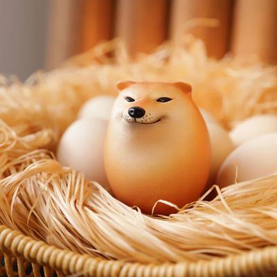Kreatives Shiba Inu-Tischdekor in realistischer Eierform aus PVC, Hund und Ei als Vereinigungsdekoration für das Heimbüro, lustige Weihnachtsgeschenke