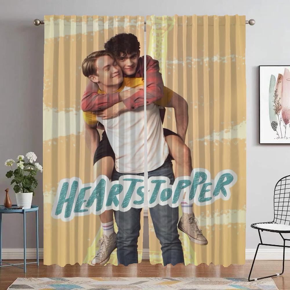 Heartstopper Kitchen Curtains for Living Room Curtain Shades Partition Tulle for Bedroom Halloween Decoration Curtains 2 Pieces