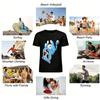 Cute Blue Cat Lying Print T-Shirt for Adults & Kids Casual Breathable Crew Neck Short Sleeve Top Pure cotton T-shirt