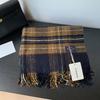Autumn Winter Plaid Scarf Women Men Retro Black Checkered Warm Fringe Scarf Korean Fashion Soft Thick Shawl For Unisex Lady Male