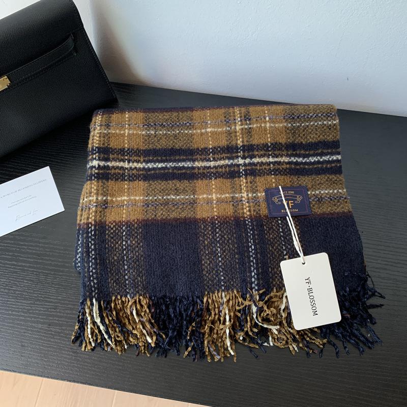 Autumn Winter Plaid Scarf Women Men Retro Black Checkered Warm Fringe Scarf Korean Fashion Soft Thick Shawl For Unisex Lady Male