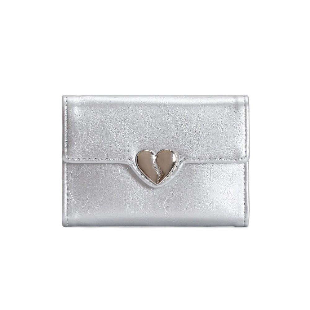 

Короткий кошелек с трещинами в виде сердца, корейский студенческий кошелек, модный женский кожаный кошелек, для дам серебряный